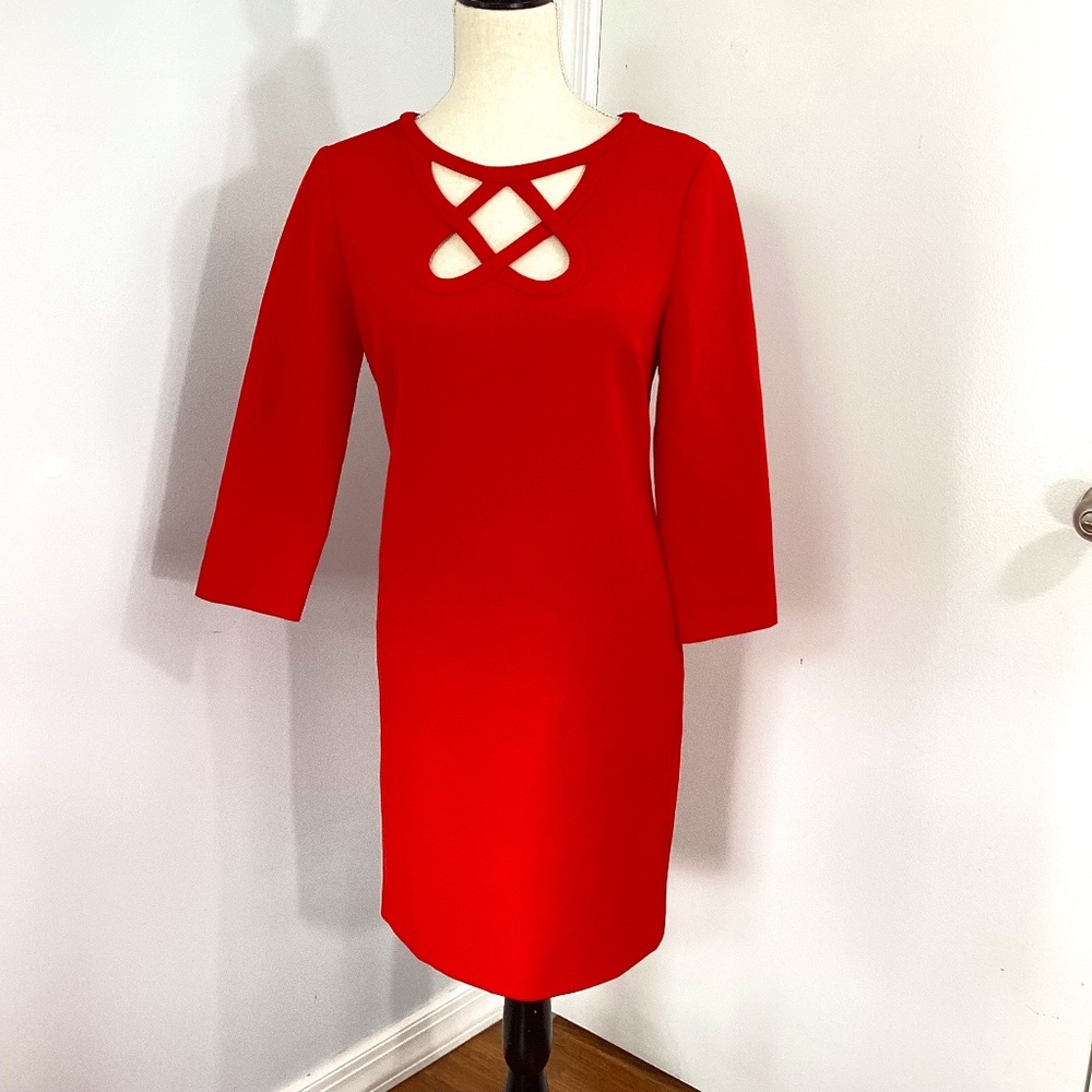 DIANE VON FURSTANBURG DVF Poppy Red Carmen Cutout Mini Sheath Dress Sz 2
